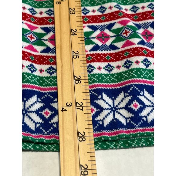 Lands End Women's Holiday Pajama Flannel Top Green Sleep Shirt Fair Isle XL/18 - Picture 10 of 12